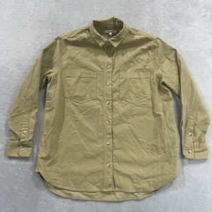 Madewell Button Shirt Women S Long Sleeve Beige Tan Oversized Normcore